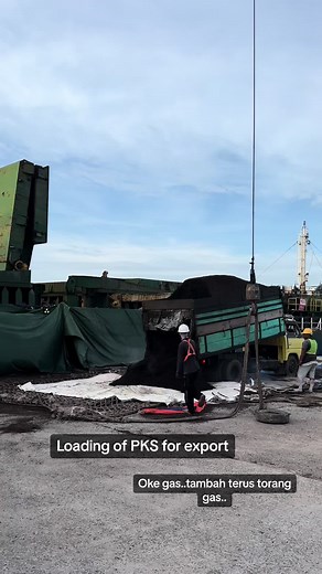 Loading process of Palm Kernel Shell for export #primakhatulistiwasinergi #biomassenergy #cangkangsawit #exportcangkangsawit #exportpks