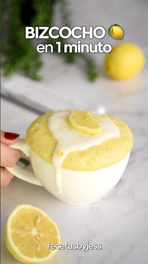 PASTEL en TAZA en 1 minuto 💛🍋 #postresfaciles #receta #recetas #postressinhorno