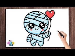 How to Draw a Cute Mummy (Kawaii Halloween)