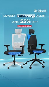 Reserve your Spot and Get up to 5️⃣5️⃣% Off on SmartGRID chair. 🔥 Unbeatable Prices! Don't Miss Out!💥 The Sleep Company Chairs with its unique design comes with many postural benefits for you. ✔️ Patented SmartGRID Technology suitable for your sitting posture ✔️ SpinePro Adjustable Lumbar Support ✔️ Knee Tilt Smooth Reclining Experience ✔️ 2D Chrome Armrests ✔️ Cushioned Headrest ✔️ Heavy Duty Chrome Base ✔️ Heavy Duty Castor Wheels | The Sleep Company