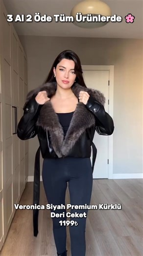Selin Moda Butik on Instagram: "Veronica Siyah Premium Kürklü Deri Ceket 🥰 1199₺ selinmoda.com’da 🛒 Beden Aralığı: XS S M L XL 2XL 3XL 4XL"
