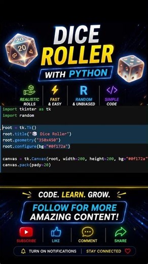 🎲 Build a Dice Roller in Python | Beginner Python Project #python #coding