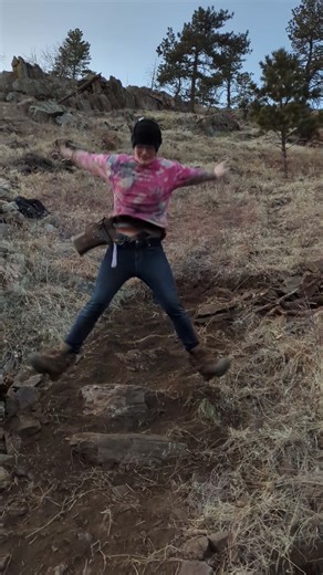 Testing out the stone staircase
