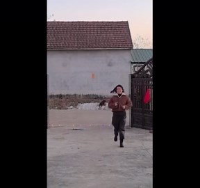 Dog played and startled by firecracker sparks in Liaoning, China