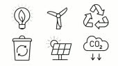 Renewable Energy icons. icon set. Line icon animation
