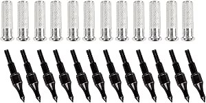 SPG Aluminum .244 Arrow Inserts for Carbon Arrows, 6.2mm Arrow Inserts for Srew-in 100 Grain Field Points Arrow Tips Archery Bow Hunting Accessories