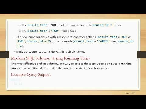 Using SQL Window Functions to Group Event Sequences with LAG, LEAD, and Running Sums