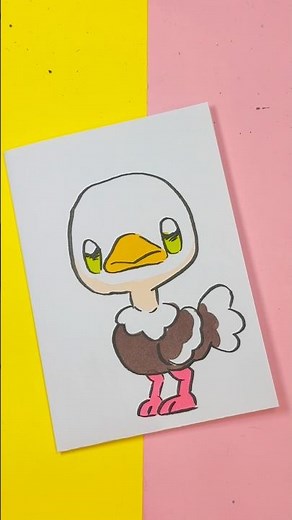 How to Draw a Kawaii Ostrich Step by Step