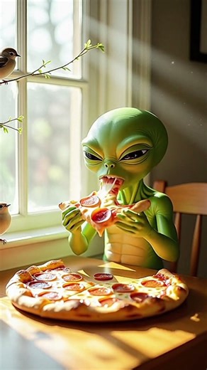 "Alien Pizza Party 🍕🛸 | Cute Alien Feeds Birds Pizza | 3D Animation Shorts