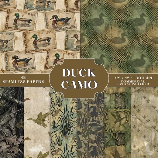 Duck Camo Seamless Digital Paper, Hunting Camouflage Pattern Scrapbook Backgrounds, Commercial Use - Etsy