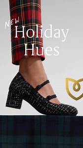 With a bit of sparkle and touch of tweed, our newest Double Buckle Mary Jane Heels are all dressed up for the holidays. | Rothy's