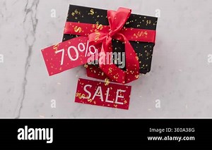 red gift box, golden ribbon with bow Stock Video Footage - Alamy