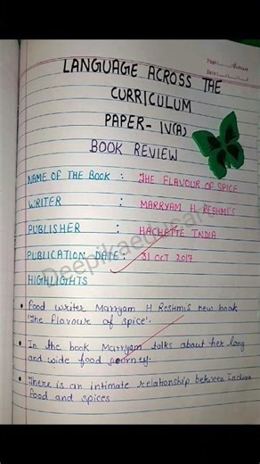 B.Ed 2nd Year Assignment for LANGUAGE ACROSS THE CURRICULUM|Write a Book review