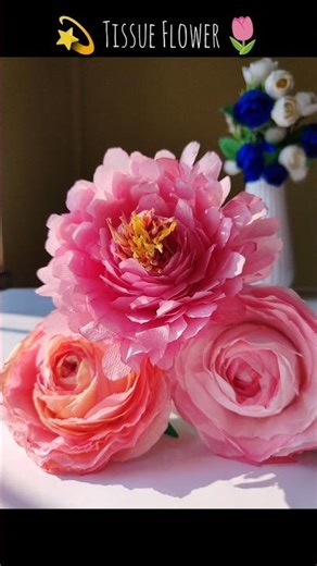 DIY decor idea 💖| Flower making with paper | Tissue paper flower #diy #shorts #craft #papercraft
