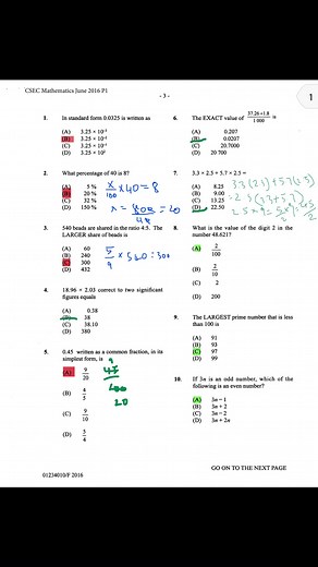 CSEC Mathematics Paper 01 2016 May/June Solutions
