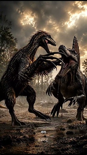 El dinosaurio con las garras más letales contra el gigante acuático. #Therizinosaurus #Spinosaurus
