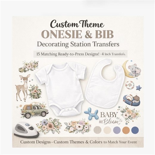 Custom Theme Baby Shower Onesie Decorating Station Transfers – Ready-to-press Designs - Etsy