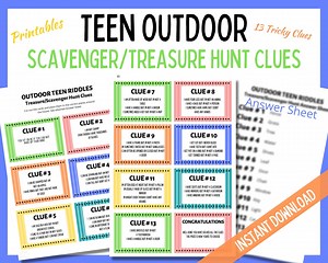 Teen Scavenger Hunt, Treasure Hunt, Outdoor Clues, Teen Clues, Birthday Scavenger Hunt, Birthday Treasure Hunt, Teen Games, Instant Download - Etsy