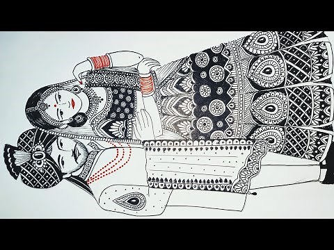 Drawing A beautiful traditional indian wedding couple using mandala art