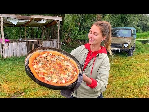 Cooking Campfire Pizza on The Sadj Grill, The Best Pizza You'll Ever Try