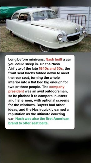 Nash Built a Car Whose Seats Folded Flat Into a Bed #shorts #car #automobile