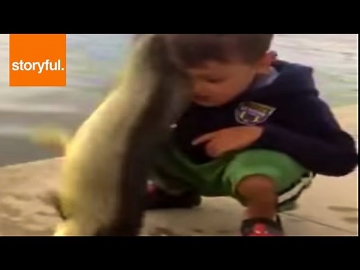 Just a toddler getting slapped in the face by a fish