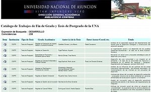 Catálogo de trabajos finales de grado y tesis de postgrado de la UNA - Universidad Nacional de Asunción