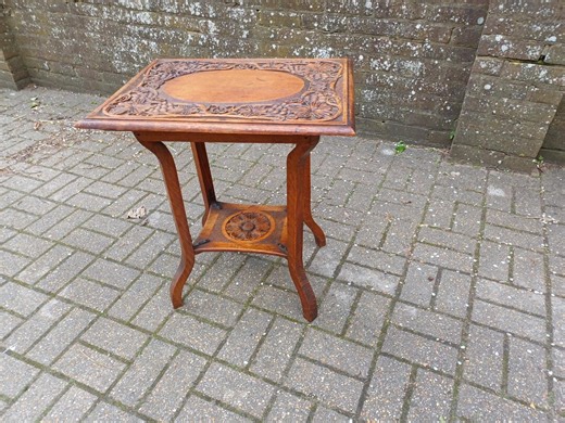 Antique Arts and Crafts Oak Side Table Vintage Hand Carved Floral Oak Occasional Table Early 20th Century - Etsy