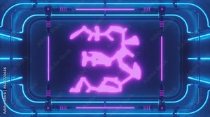 Organic Digit 3 3D Printed in Neon Bath - Futuristic Sci-Fi Scene of a symbol reveal for Learning Digits, Numbers and Counting.