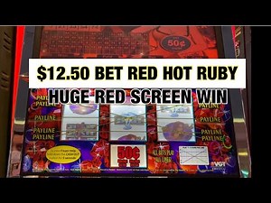 VGT 5 LINER HOT RED RUBY HUGE RED SCREEN WIN $12.50 BET AT CHOCTAW DURANT + MR MONEY BAGS!