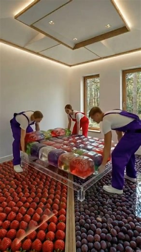 Would You Sleep Here? Transparent Bed Over Fruit Epoxy Floor 😱