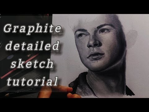 Detailed face sketch with graphite pencils