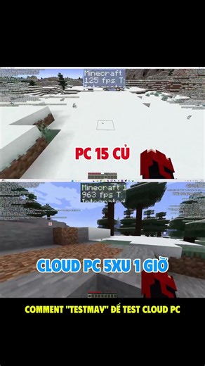 Minecraft Cloud PC vs PC vật lý #mayao #ezycloudx #vps #cloudpc #cloudgaming