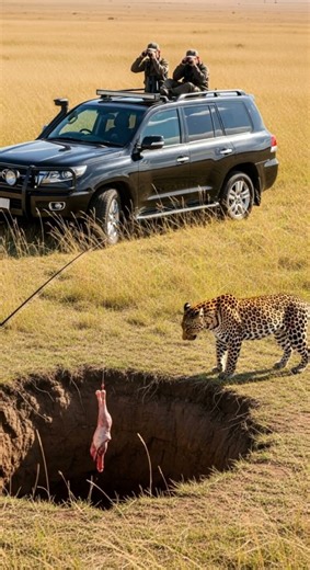 Will the leopard step into the trap… or get the meat? 🐆🥩❓Raw lamb bait #leopard #trap #wildlife