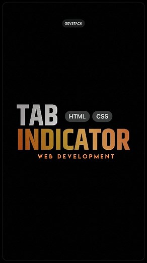 Gevstack • Web developer on Instagram: "Tab indicator animation using Html and Css 🤌🏻✨ Comment "full code" and I will send you codes Or Source code uploaded on telegram check my bio About - I upload posts on HTML, CSS, JavaScript and stuff related to Web Development. 🌸 Feel free to DM me for suggestions, feedback or queries! 💬 Hit the like button ❤️ Share your thoughts in the comments 👇🏻💯 Follow @gevstack for more 🤌🏻✨ Thanks for Reading 😄 [ web development, html, css, javascript, codin