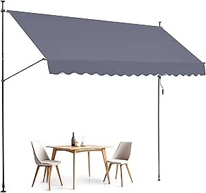 VEVOR 157" x 47" Patio Awning Retractable, Outdoor Retractable Patio Awning Sunshade Shelter, Adjustable Patio Door Window Awning Canopy with Manual Crank Handle for Backyard, Garden, Balcony