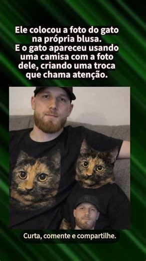 Homem e gato usam roupas um do outro e cena chama atenção