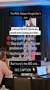 Ready? Here’s the REAL reason people don’t join your team… 🚫 They don’t believe it’ll work for THEM. Sure, they won’t say it out loud, but deep down, it’s what they’re thinking. It’s what’s holding them back. Of course, these objections can be overcome with enough “verbal aikido,” but that’s frankly exhausting. How many times have you been ghosted or strung along through endless follow up, only to hear... “I’ll think about it?” Sound familiar? When I first started, I spent hours on back-to-back