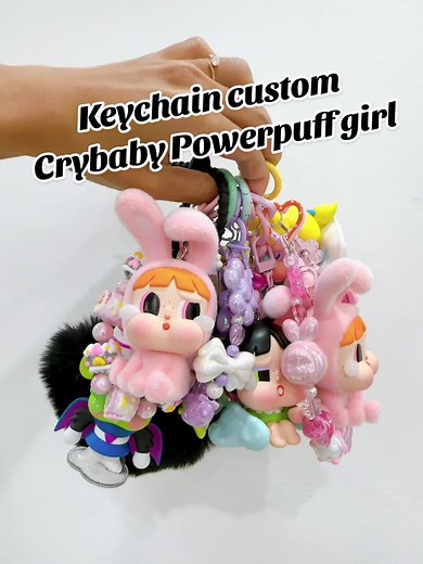 Custom Crybaby Powerpuff Girl Keychain - Handmade DIY Toy Collectable