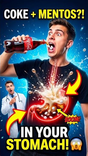 Coke + Mentos Inside Your Stomach?! 😱 The Shocking Reaction #facts #science #coke #mentos