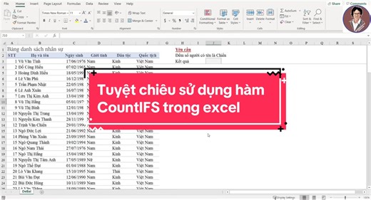 “Tuyệt Chiêu Sử Dụng Hàm CountIFS Trong Excel Để Đếm Dữ Liệu Hiệu Quả” #Excel #CountIFS #HọcExcel #ThủThuậtExcel #HàmCountIFS #ExcelTips #HướngDẫnExcel #CountIFSExcel #ĐếmDữLiệuExcel #ExcelNângCao #ThủThuậtVănPhòng #HọcTinHọc #VBA #excelformula