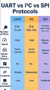 Difference between UART, I2C and SPI protocols | UART vs I2C vs SPI