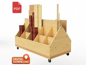 Lumber Storage Mobile Cart | Wood Storage Cart Plans | Scrap Wood Storage Cart - Digital Download - Etsy