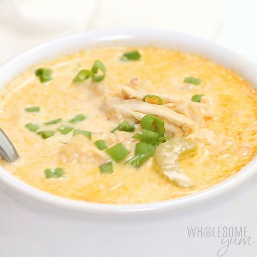 See how easy it is to make LOW CARB, KETO buffalo chicken soup in your Instant Pot pressure cooker or slow cooker! This recipe can have a delicious dinner ready for serving in just 30 minutes. FULL RECIPE FROM Wholesome Yum - Low Carb Recipes HERE => https://www.wholesomeyum.com/recipes/low-carb-buffalo-chicken-soup-recipe/ | Wholesome Yum - Easy Healthy Recipes