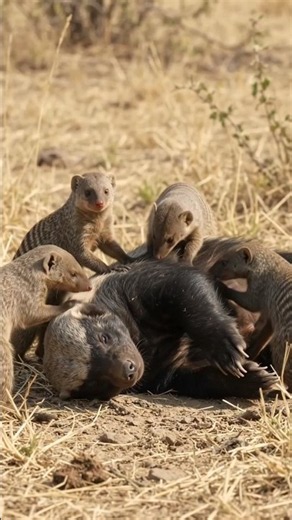 Why Did a Fearless Honey Badger Let Mongooses Climb All Over It? | Amazing Wildlife Symbiosis 🦡🐾