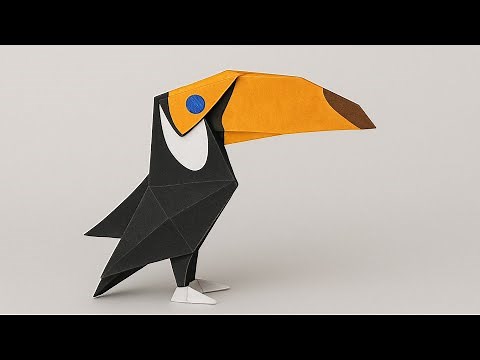 Tucano de Origami Dobrado com Uma Só Folha – Visual Surpreendente!