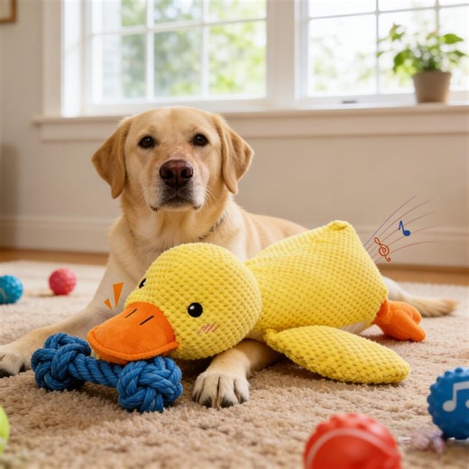 Plush Yellow Duck Calming Dog Toy, Quacking Sound, Indoor Comfort Pillow - Etsy