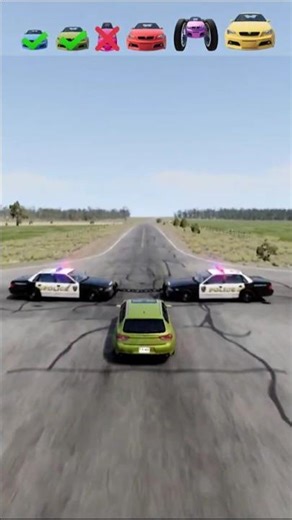 Big & Small cars Vs Police checkpoint.BeamNG drive.😱 #beamengdrive #Shorts