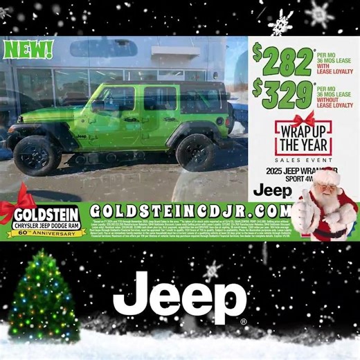 Lease just $329 per month 2025 Jeep Wrangler 4-Door Sport - Offer Exp 1/5/26*