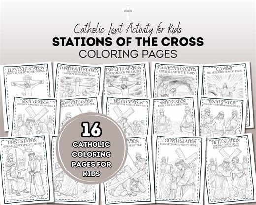 Stations of the Cross Coloring Pages for Kids | Catholic Lent Activity | Printable Religious Coloring Sheets - Etsy